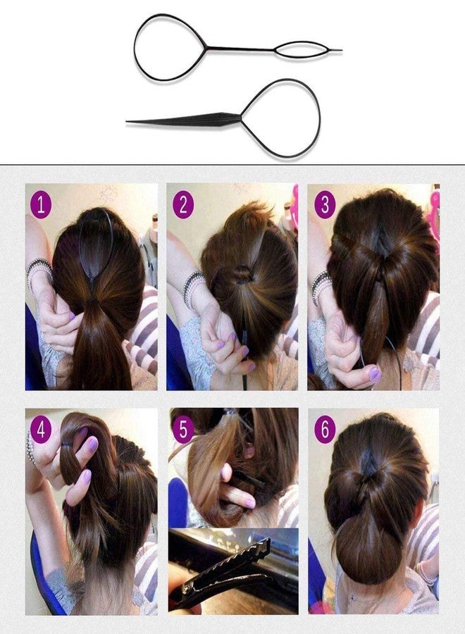 ericotry Plastic Magic Pull Hair Pin Clip Hair Braid Ponytail Maker Hair Accessories Diy Hair Styling Pony Tail Tool Black (2 pcs) - Image 2
